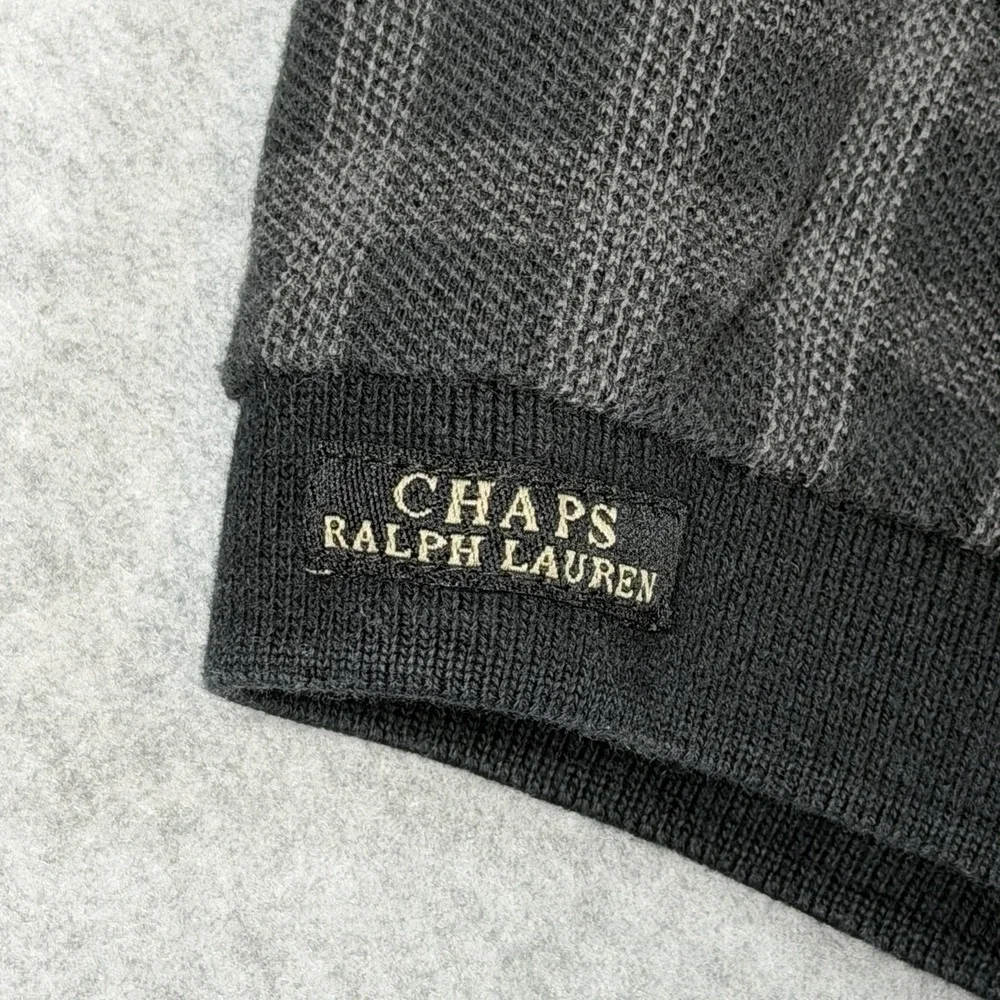 Vintage 90s Chaps Ralph Lauren Polo Shirt Black White Floral Stripes Aloha Retro